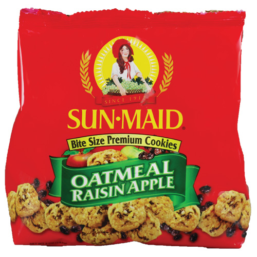Sun-Maid Oatmeal Raisin Apple Bite Size Premium Cookies, 12 Ct