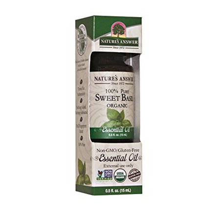 Natures Answer 100% Pure Organic Essential Oil, Sweet Basil, 0.5 Oz, 6 Pack