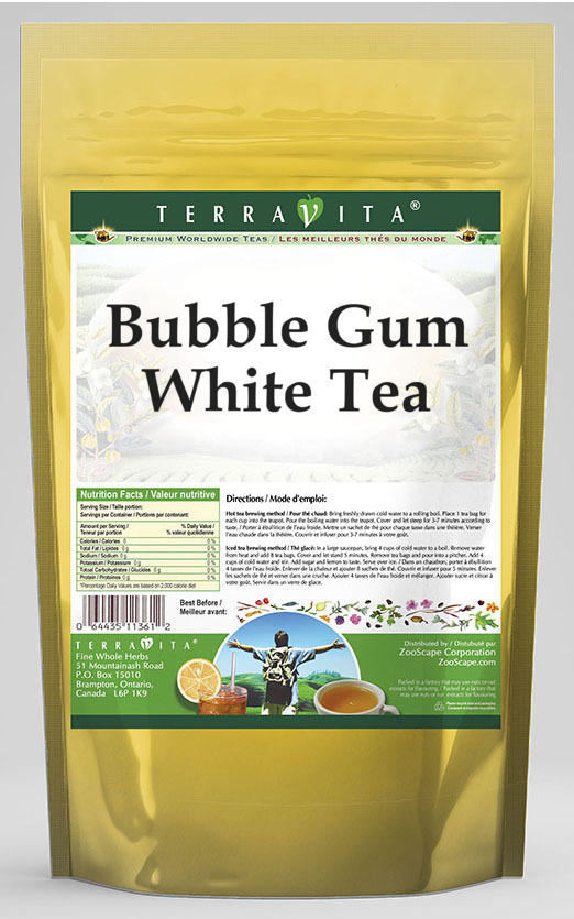 TerraVita Bubble Gum White Tea  (Bubble Gum  White Tea Bags  50 Tea Bags  2-Pack  Zin: 534640)