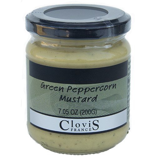 Clovis France Green Peppercorn Mustard - 7 Oz (200 G) French Gourmet Mustard and Pepper