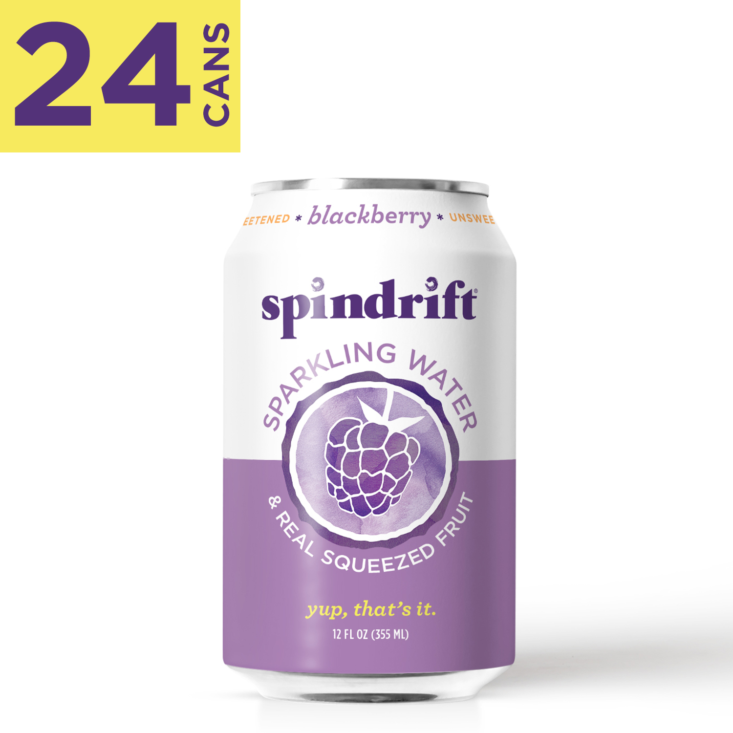 Spindrift Blackberry Sparkling Water, 12 Fl. Oz. Cans (Pack of 24)