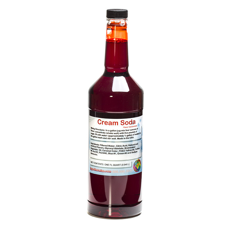 Red Cream Soda Shaved Ice and Snow Cone Unsweetened Flavor Concentrate *Quart* 32 Fl Oz Size (must Add Sugar and Water)