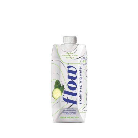 Flow Organic Cucumber Mint Flavored Alkaline Spring Water Pack of 12