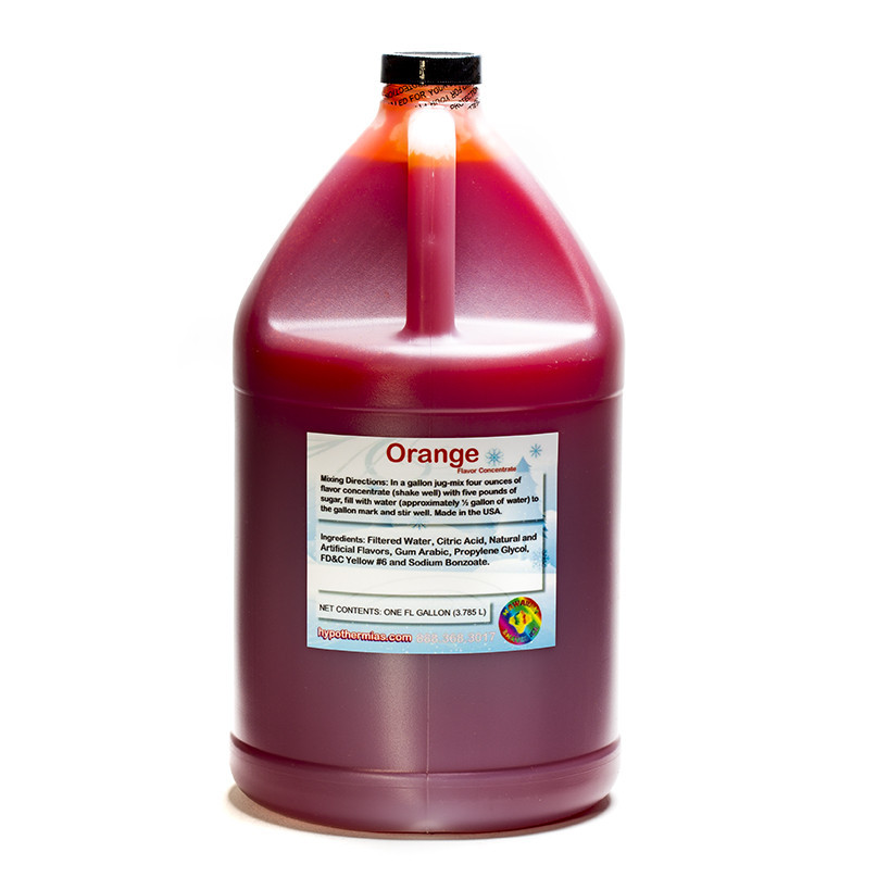Orange Shaved  Shaved Ice and Snow Cone Unsweetened Flavor Concentrate *Gallon* 128 Fl Oz Size (must Add Sugar and Water)