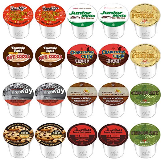 20-Count Original Variety K-cups for Keurig Brewers from Guy Fieri, Brooklyn, Barnie's, Junior Mints, Tootsie Roll, Authentic Donut Shop, Java Factory