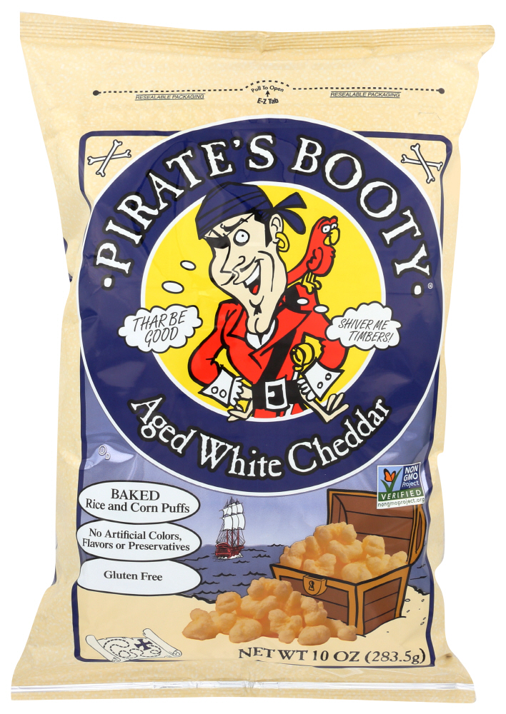 Pirate's Booty Puffs, Aged White Cheddar, 10 Oz, Pack of 6