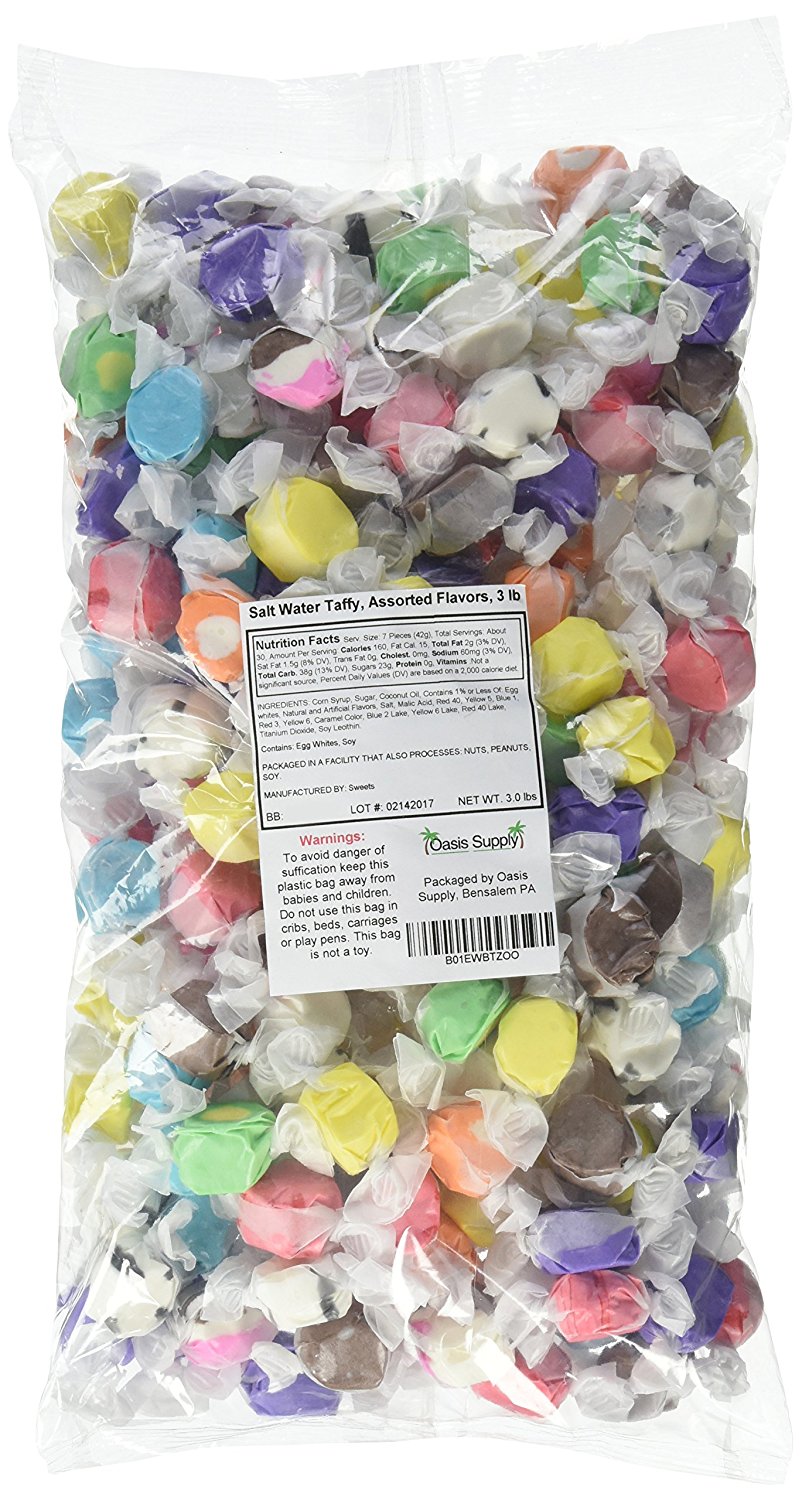 Sweets Salt Water Taffy, Assorted Flavors, 3 Pound