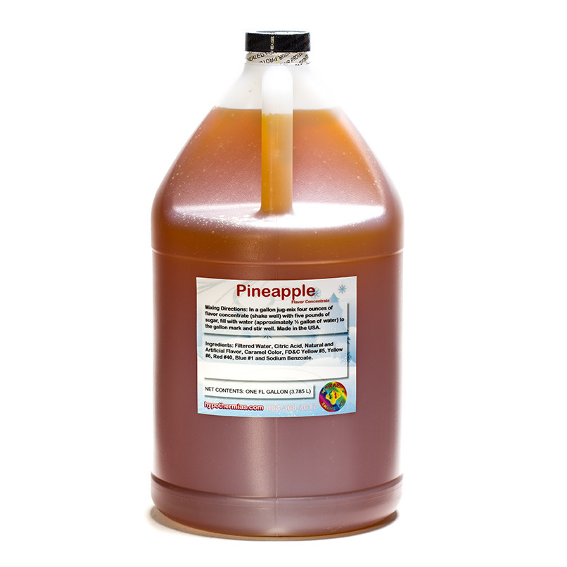 Pineapple Shaved  Shaved Ice and Snow Cone Unsweetened Flavor Concentrate *Gallon* 128 Fl Oz Size (must Add Sugar and Water)