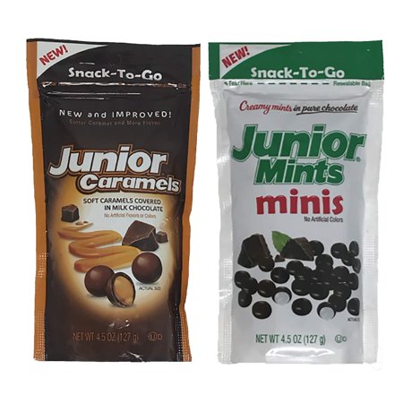Fulfill Your Minty Sweet Tooth with This Two Pack Combo. Junior Mints Mini's and Junior Caramels
