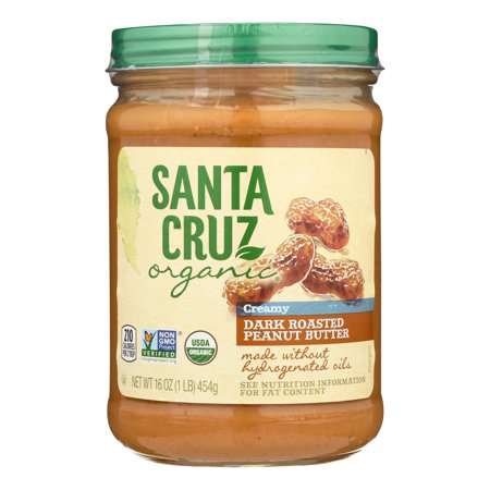 Santa Cruz Organic Organic Peanut Butter - Dark Roast Creamy - Case of 6 - 16 Oz