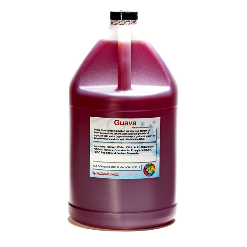 Guava Shaved  Shaved Ice and Snow Cone Unsweetened Flavor Concentrate *Gallon* 128 Fl Oz Size (must Add Sugar and Water)