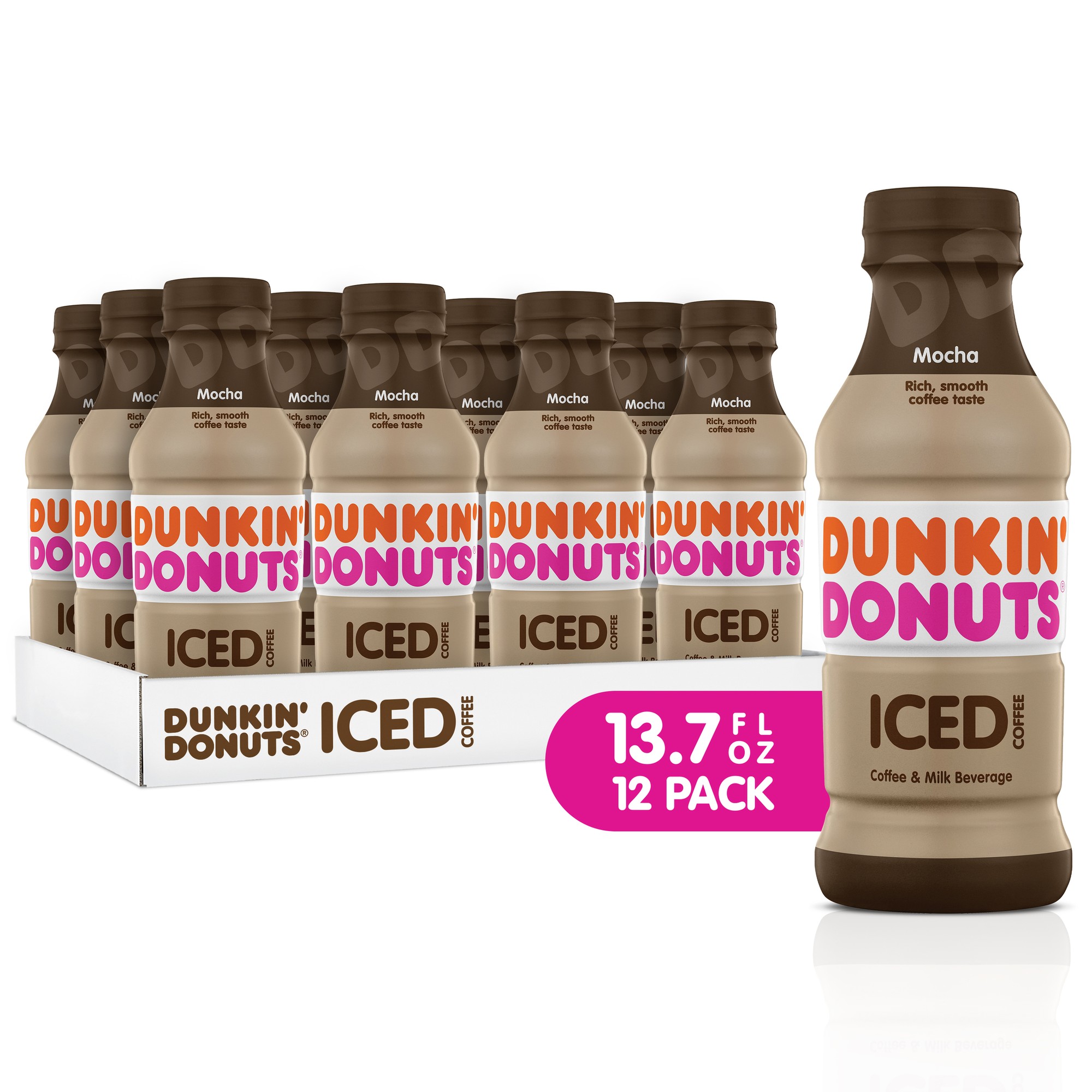 Dunkin  Mocha  Iced Bottled Coffee Drink  13.7 Fl Oz  12 Bottles