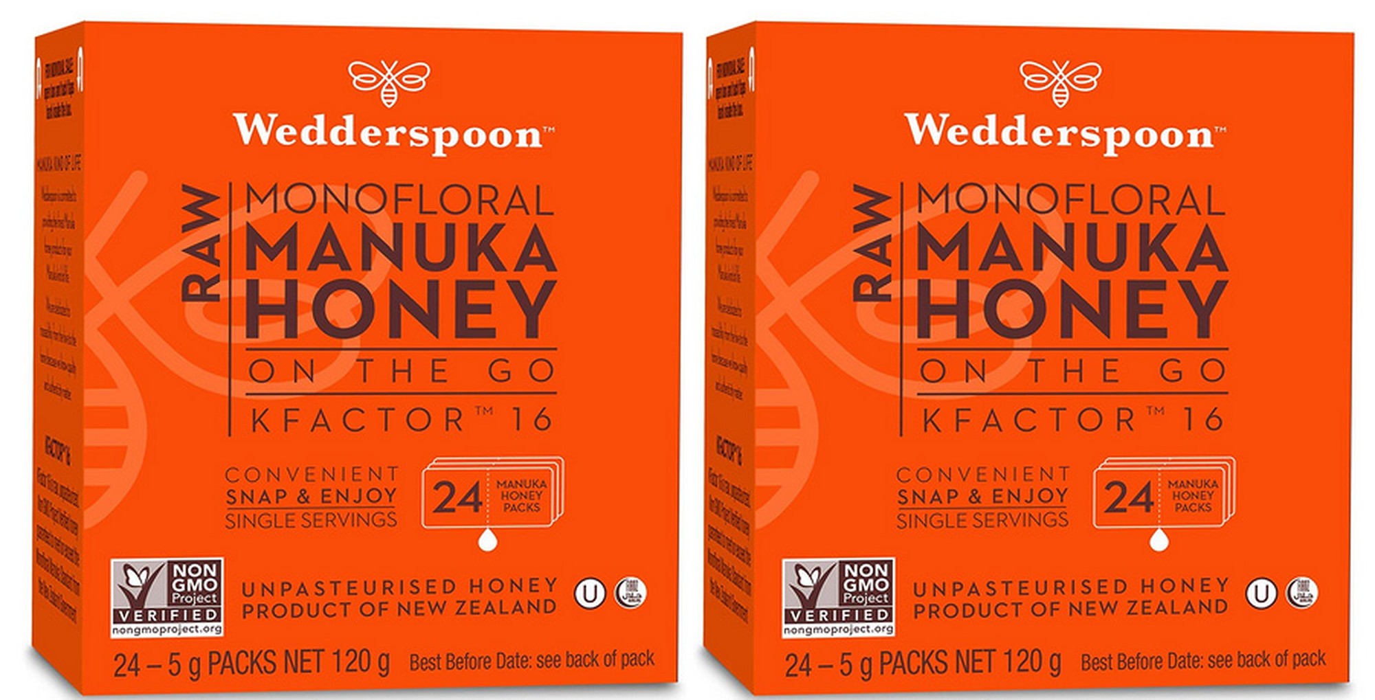 Wedderspoon Raw Monofloral Honey on the Go (2 Pack)