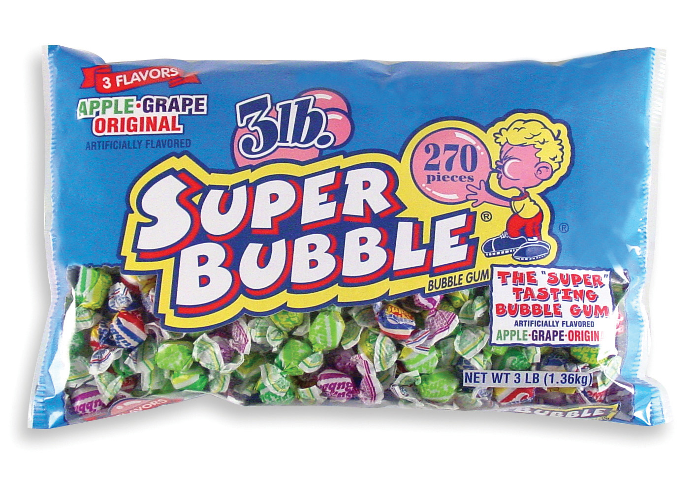Super Bubble Assorted Bubble Gum, 48 Ounce Bag