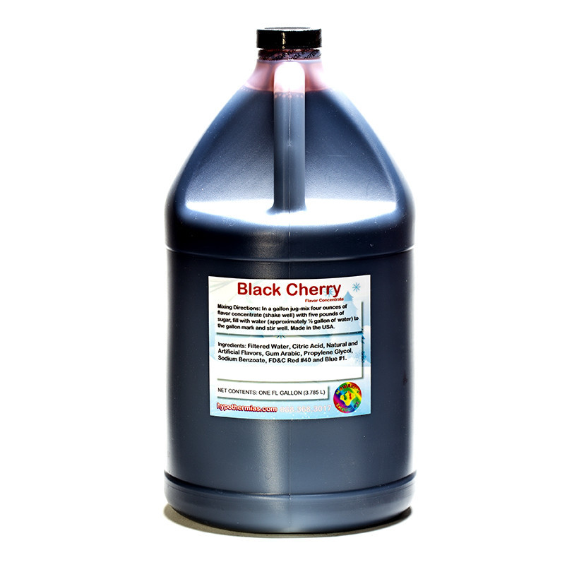 Black Cherry Shaved  Shaved Ice and Snow Cone Unsweetened Flavor Concentrate *Gallon* 128 Fl Oz Size (must Add Sugar and Water)