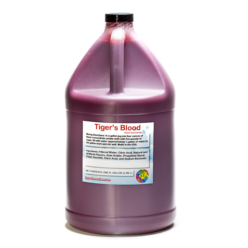 Tigers Blood Shaved  Shaved Ice and Snow Cone Unsweetened Flavor Concentrate *Gallon* 128 Fl Oz Size (must Add Sugar and Water)
