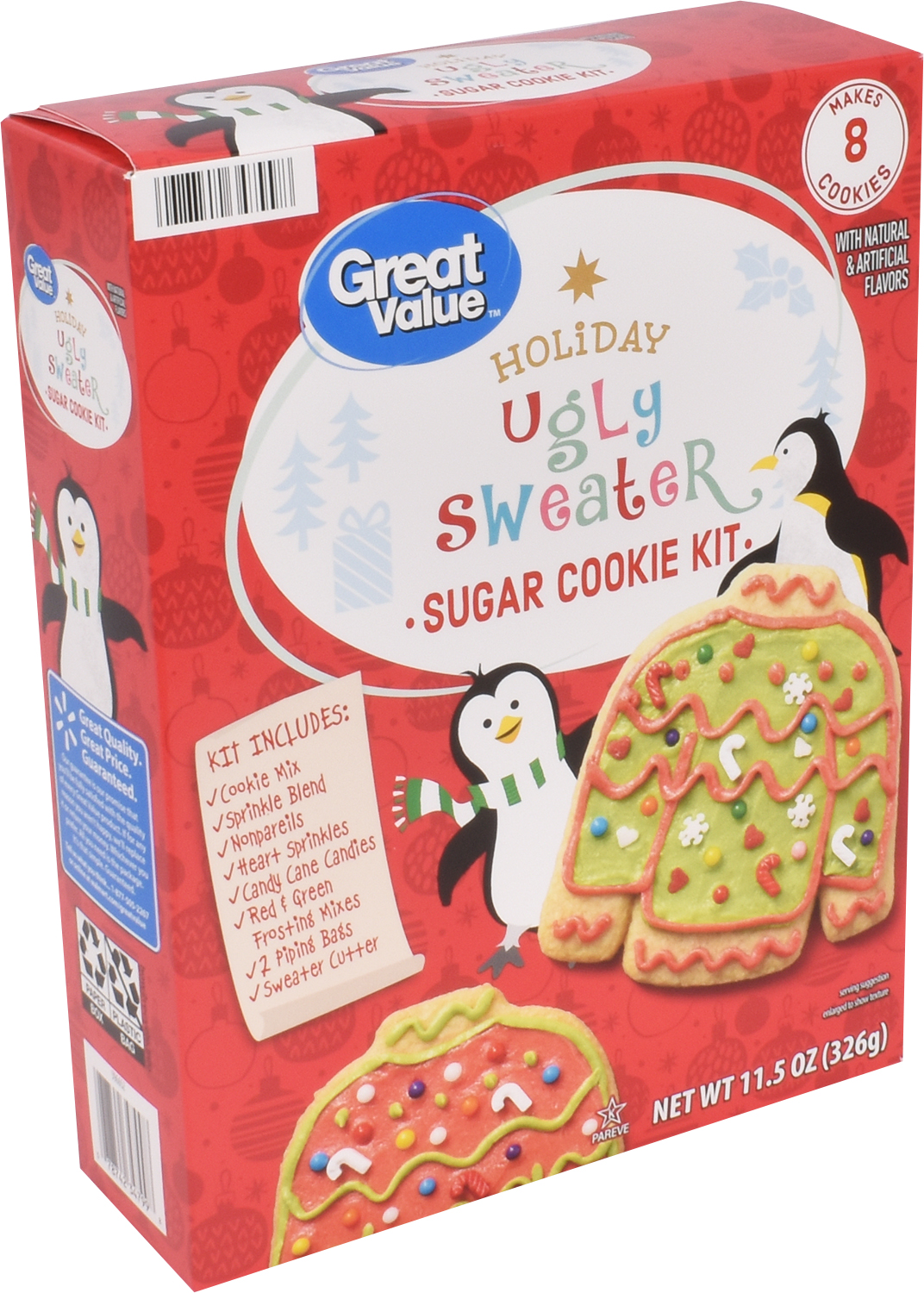 Great Value Holiday Ugly Sweater Sugar Cookie Kit, 11.5 Oz Nutrition ...