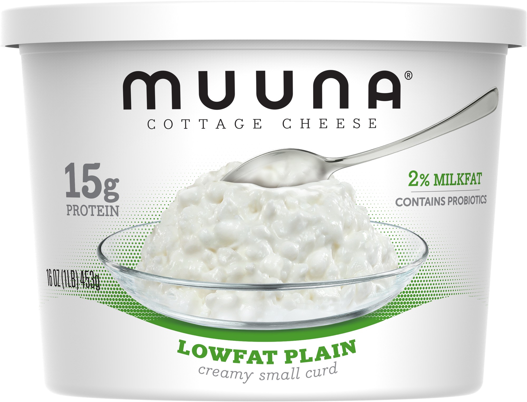Muuna 2% Milkfat Low-Fat Plain Cottage Cheese, 16 Oz.