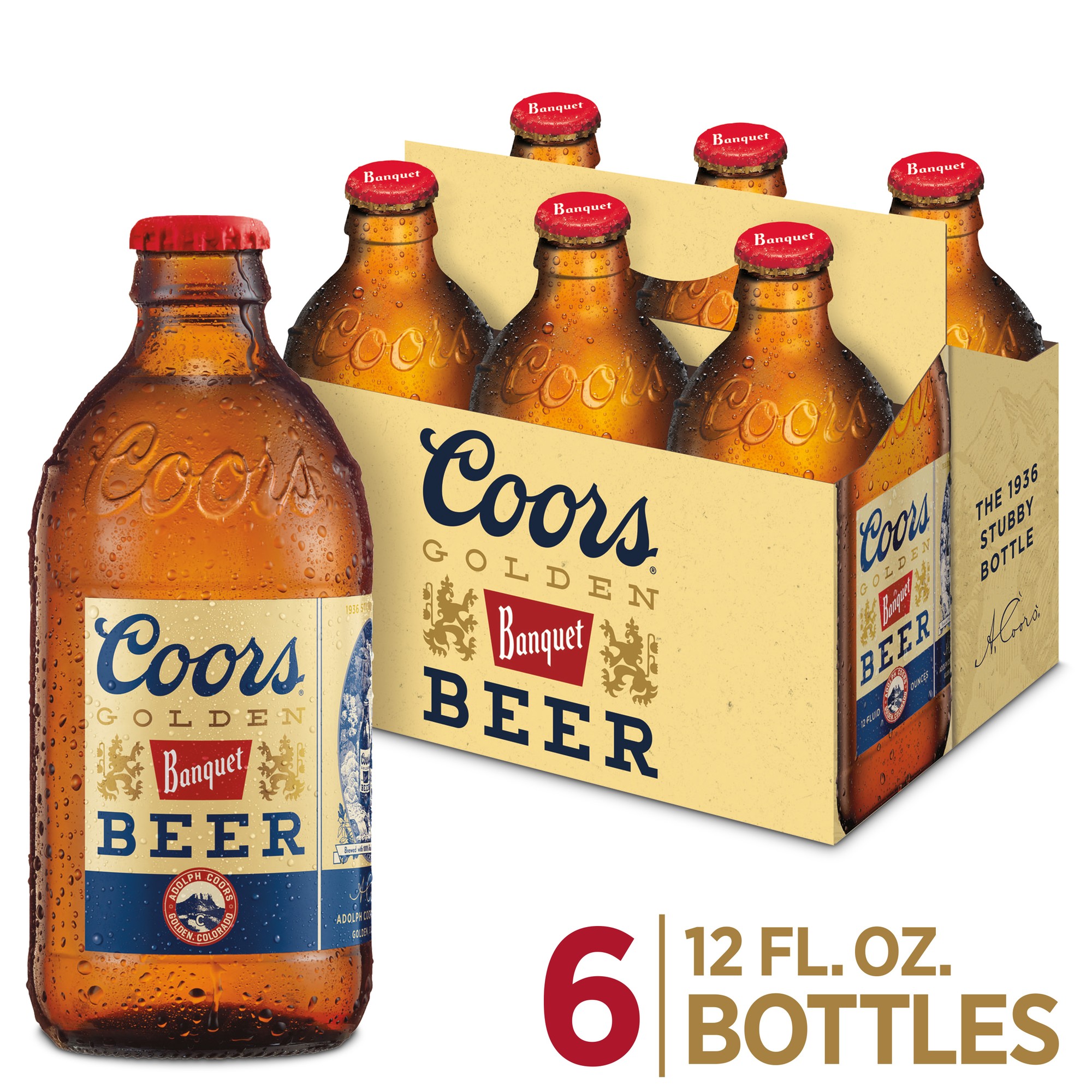 Coors Banquet Lager Beer, 6 Pack, 12 Fl Oz Bottles, 5% ABV