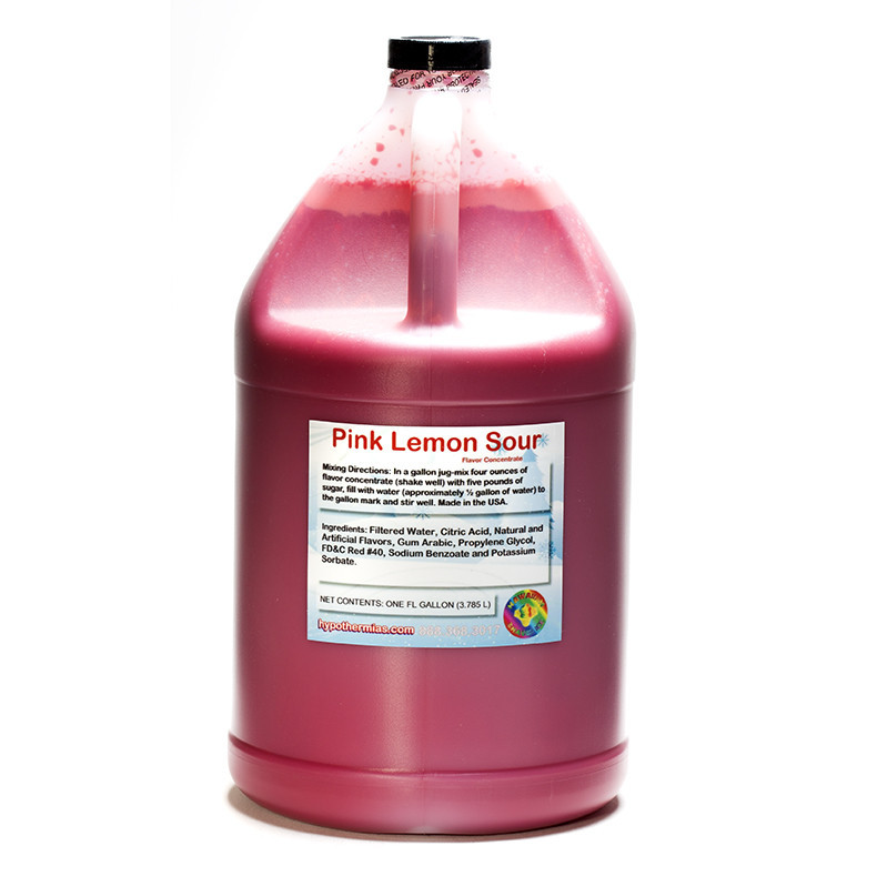 Pink Lemon Sour Shaved  Shaved Ice and Snow Cone Unsweetened Flavor Concentrate *Gallon* 128 Fl Oz Size (must Add Sugar and Water)