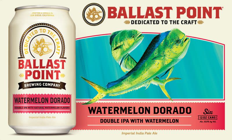 Ballast Point Dorado Watermelon Double IPA Craft Beer, 6 Pk 12 Fl Oz Cans, 10.0% ABV