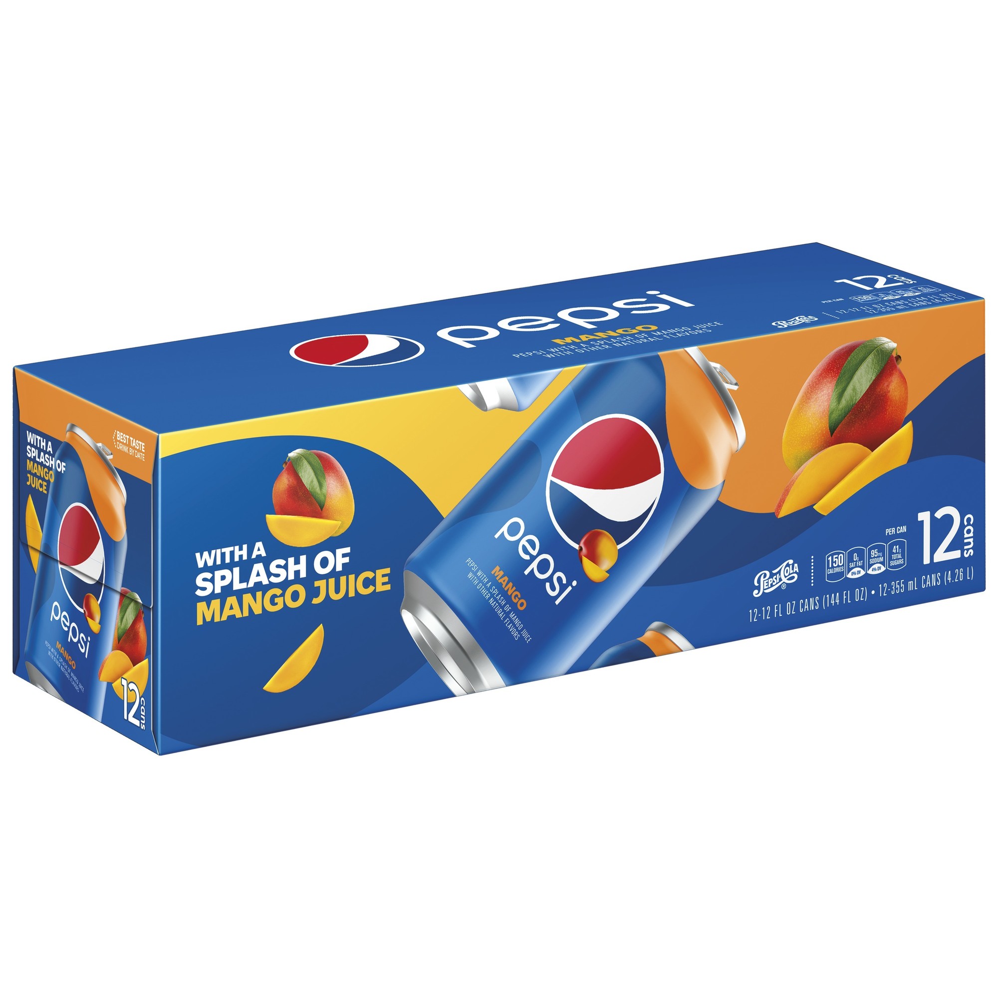 Pepsi Cola Mango Soda Pop  12 Fl Oz  12 Pack Cans