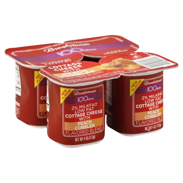 Breakstones 2% Milk Fat Low Fat Cottage Cheese with Peach Cobbler, 4 Oz., 4 Count