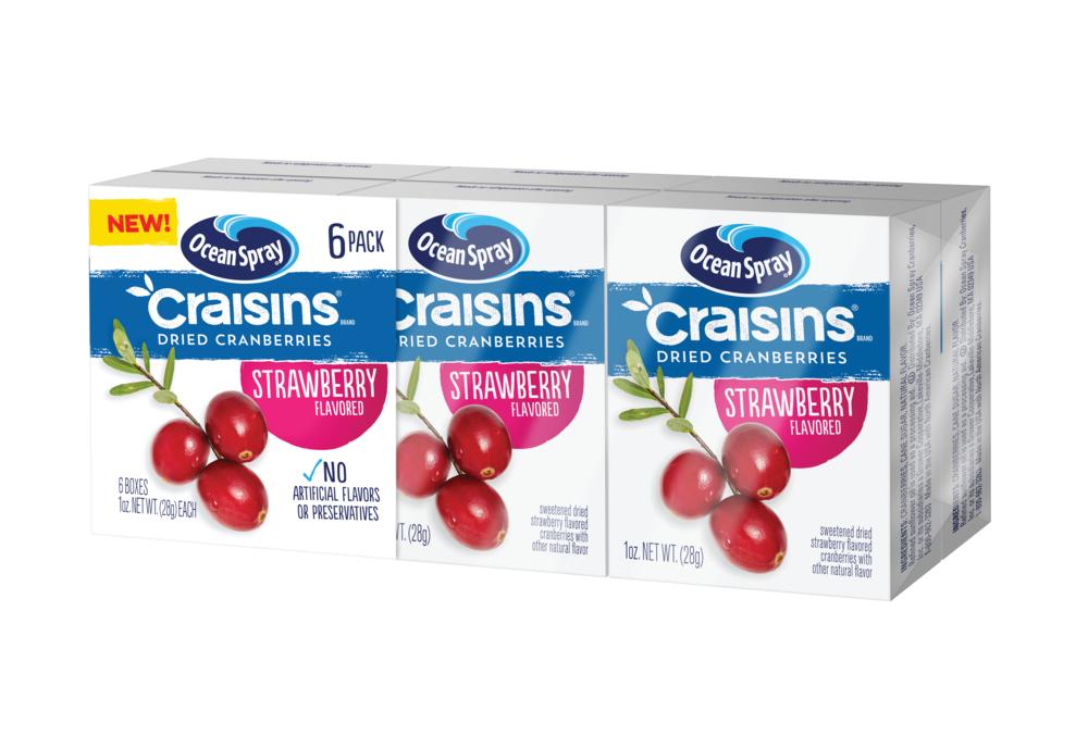 Ocean Spray Craisins Dried Cranberries Strawberry Flavored, 1 Oz., 6 Count