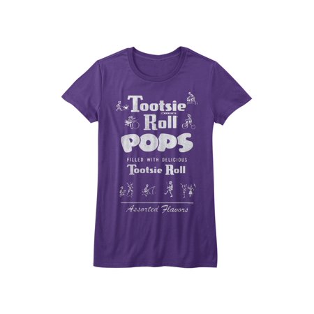 Tootsie Roll Chocolate Flavored Candy Taffy Pops Filled Juniors T-Shirt Tee