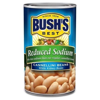 (6 Pack)  Bushs Best Reduced Sodium Cannellini Beans 15.5 Oz