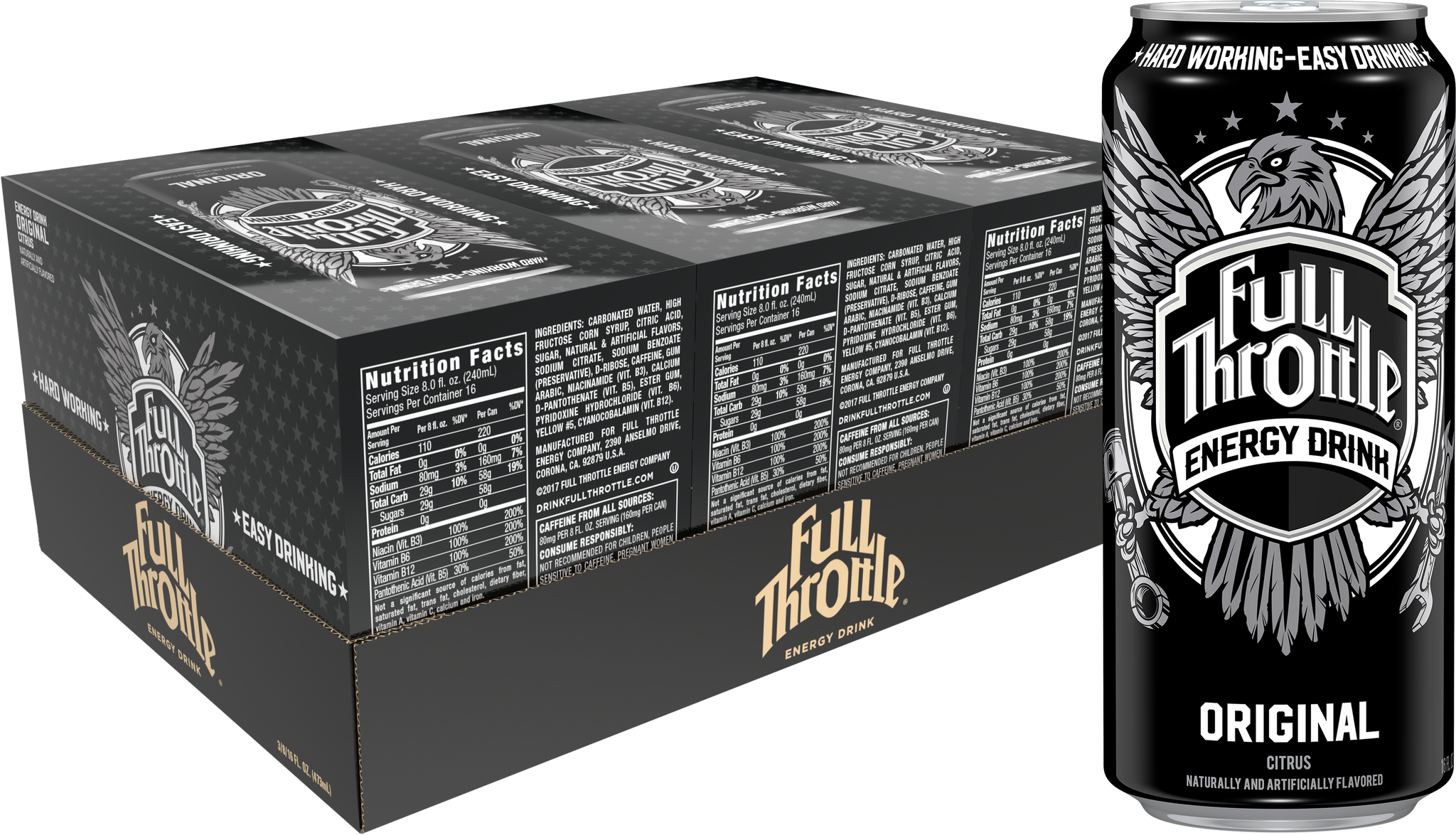 Full Throttle Energy Drink, Original Citrus, 16 Fl Oz (24 Cans)