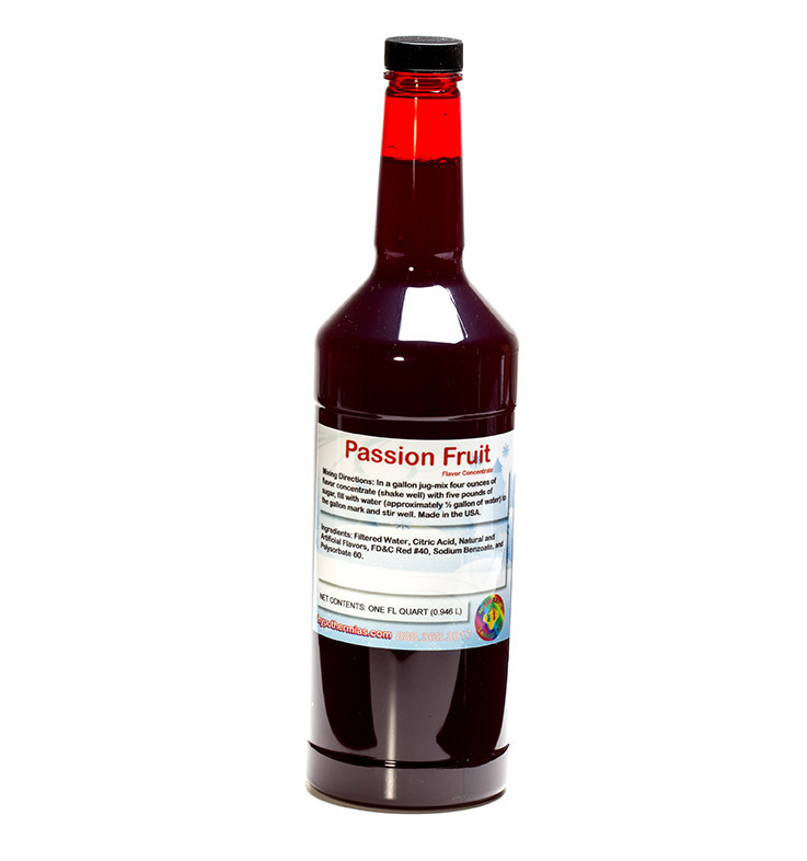 Passion Fruit Shaved Ice and Snow Cone Unsweetened Flavor Concentrate *Quart* 32 Fl Oz Size (must Add Sugar and Water)