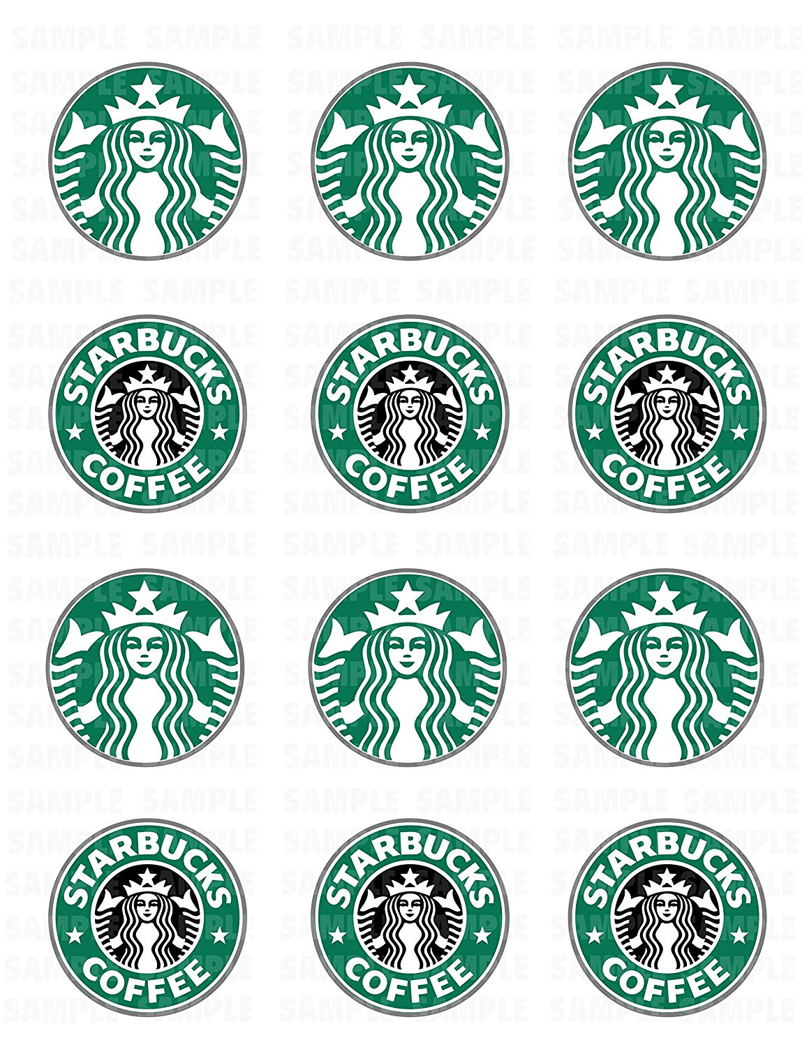 Starbucks Coffee Edible Cupcake Toppers (12 Images)