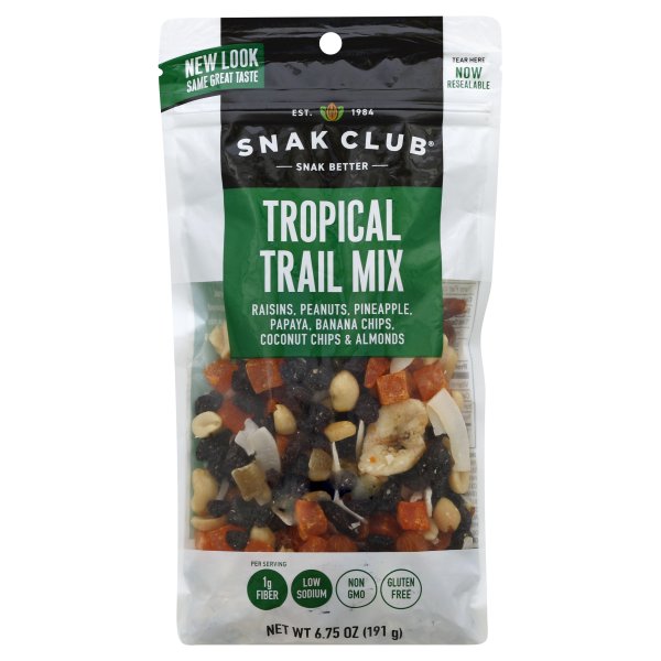 Snak Club Tropical Trail Mix 6.75 Oz Bagged (Pack of 6)