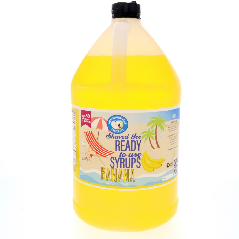 Banana Shaved  Shaved Ice and Snow Cone Unsweetened Flavor Concentrate *Gallon* 128 Fl Oz Size (must Add Sugar and Water)