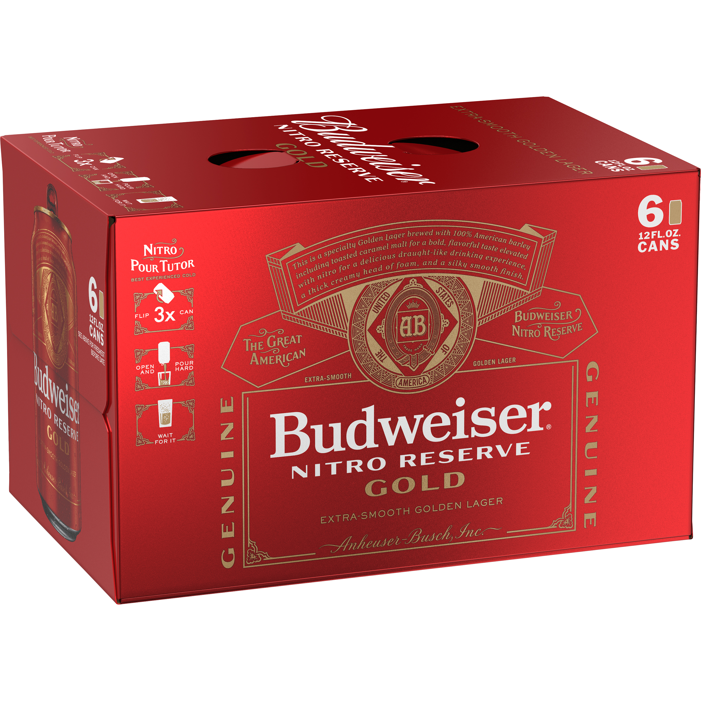 Budweiser Nitro Reserve Gold Lager, 6 Pack 12 Fl. Oz. Cans