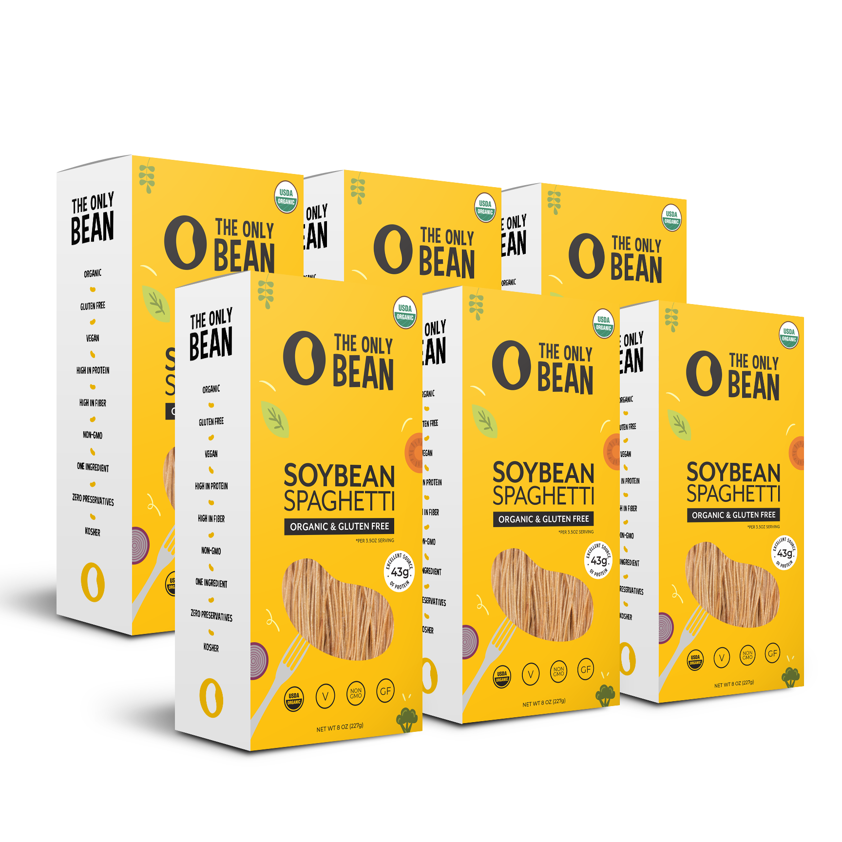The Only Bean - Organic Soy Bean Spaghetti Pasta - High Protein  Keto Friendly  Gluten-Free  Vegan  Non-GMO  Kosher  Low Carb  Plant-Based Bean Noodle
