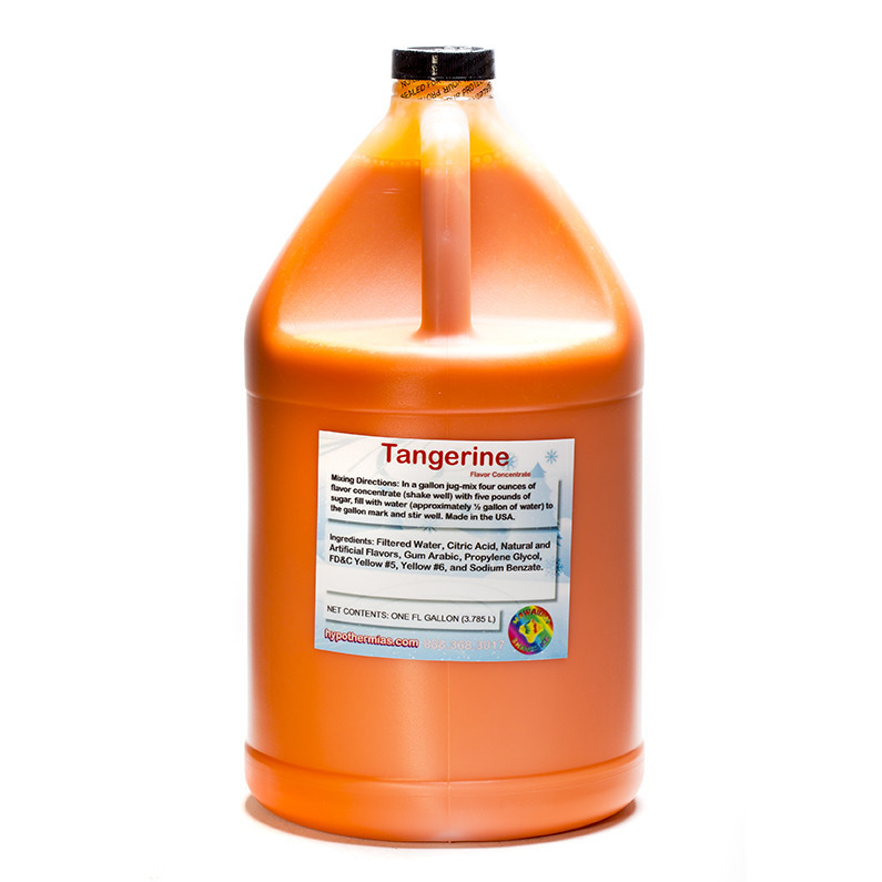 Tangerine Shaved  Shaved Ice and Snow Cone Unsweetened Flavor Concentrate *Gallon* 128 Fl Oz Size (must Add Sugar and Water)