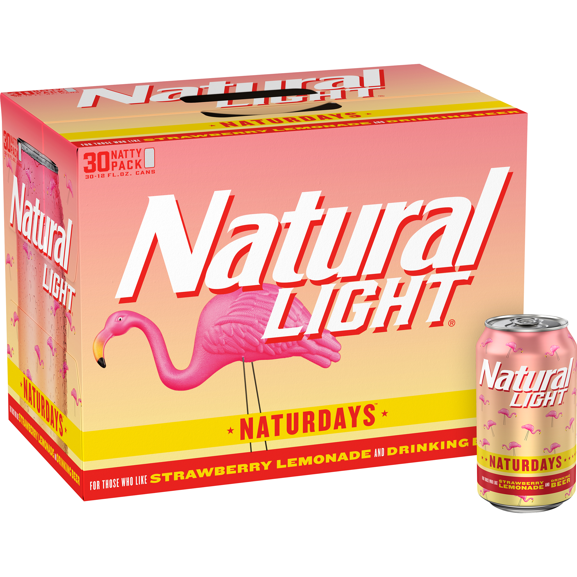 Natural Light Naturdays Strawberry Lemonade Lager - Beer - 30x 12oz Cans