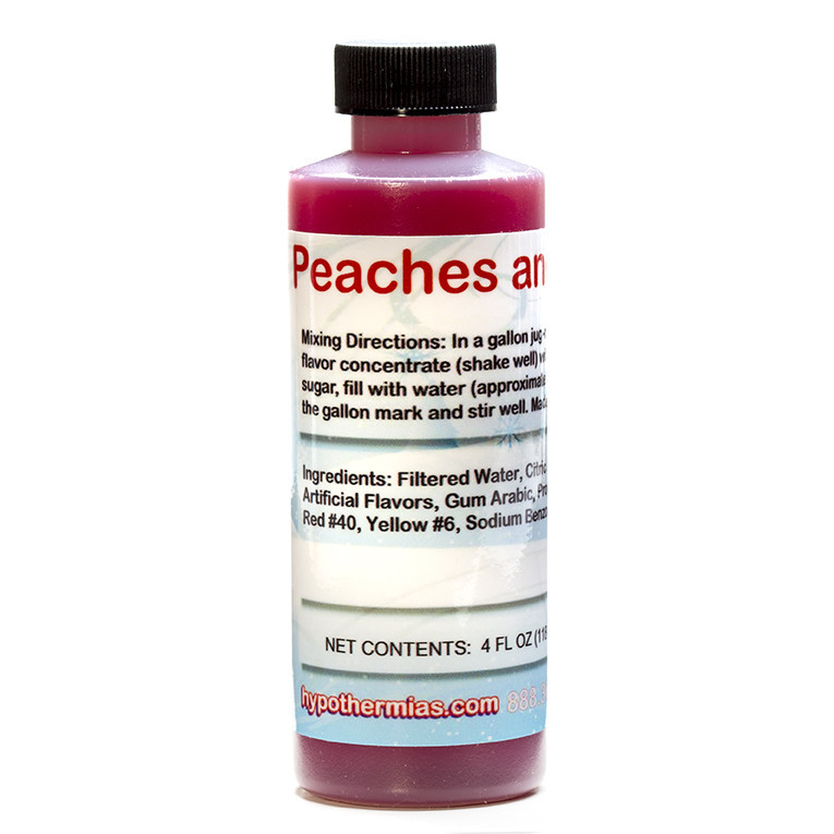 Hypothermias Peaches and Cream Shaved Ice and Snow Cone Flavor Concentrate Unsweetened Makes 1 Gallon Syrup 4 Fl Oz