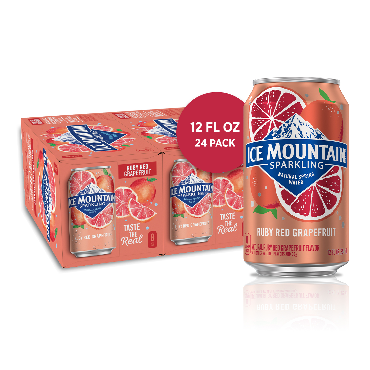 Ice Mountain Sparkling Water, Ruby Red Grapefruit, 12 Oz. Can (24 Count)
