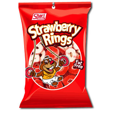 Shari Strawberry Gummy Fruit Rings, 4.5 Oz Bags, 12 Count