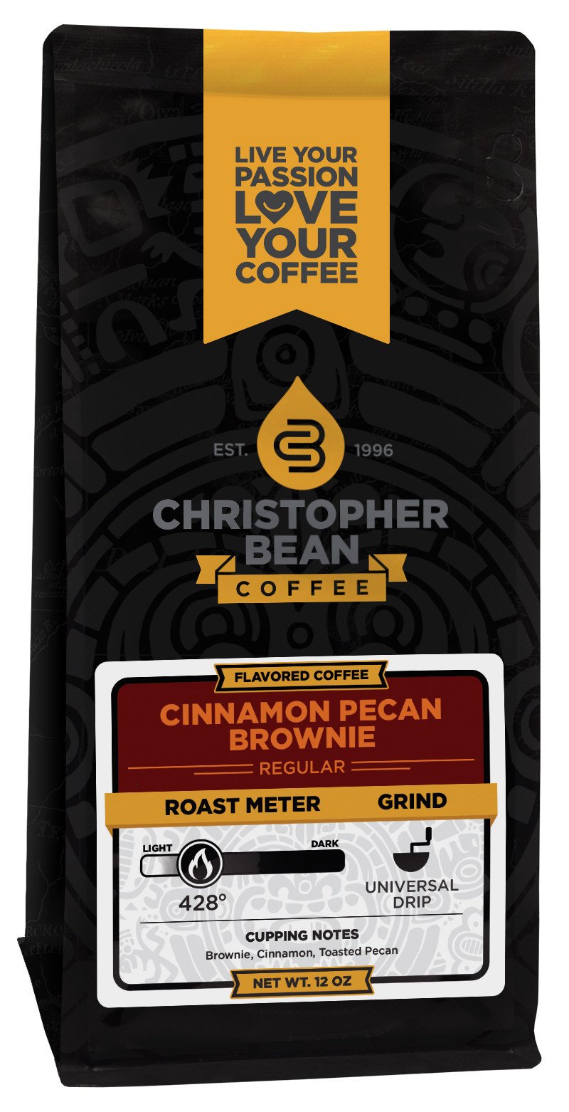 Cinnamon Pecan Brownie Flavored Decaf Ground Coffee, 100% Arabica, No Sugar, No Fats, Made with Non-GMO Flavorings, 12-Ounce Bag of Decaf Ground Coffe