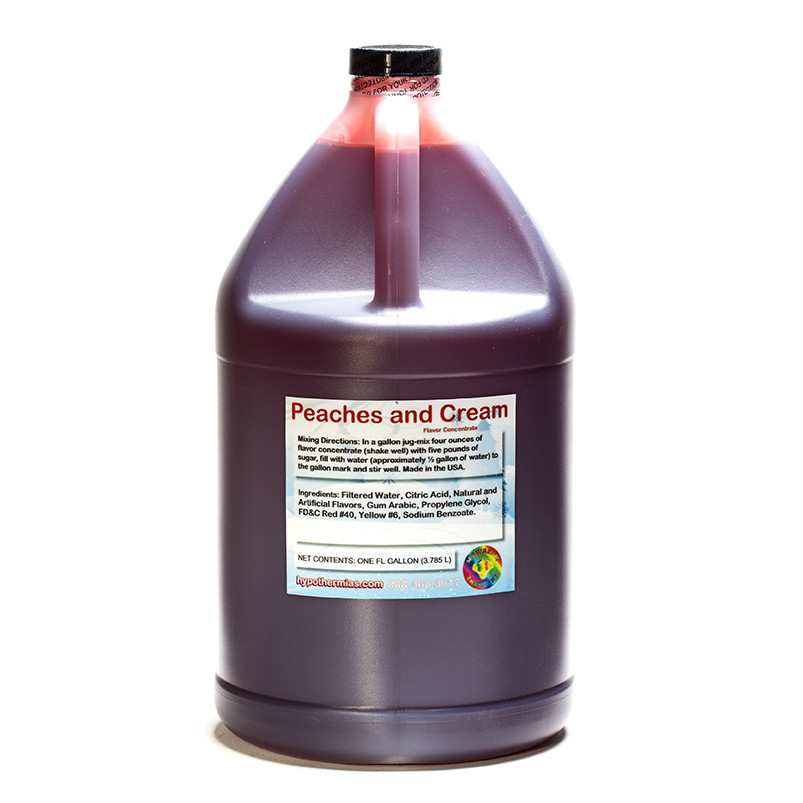 Peaches and Cream Shaved  Shaved Ice and Snow Cone Unsweetened Flavor Concentrate *Gallon* 128 Fl Oz Size (must Add Sugar and Water)