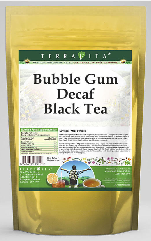 TerraVita Bubble Gum Decaf Black Tea  (Bubble Gum Decaf  Black Tea Bags  50 Tea Bags  3-Pack  Zin: 534656)