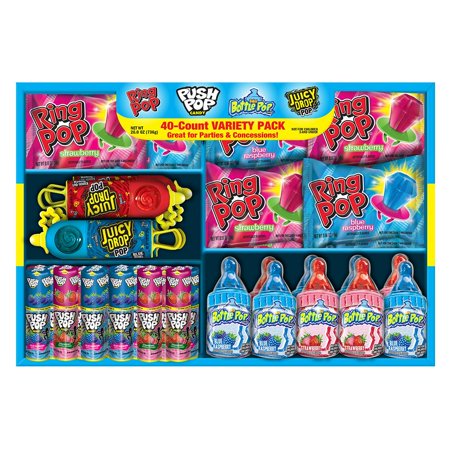 Topps Variety Pack Candy, 40 Ct. - Ring Pop, Push Pops, Baby Bottle and Juicy Drop Pops