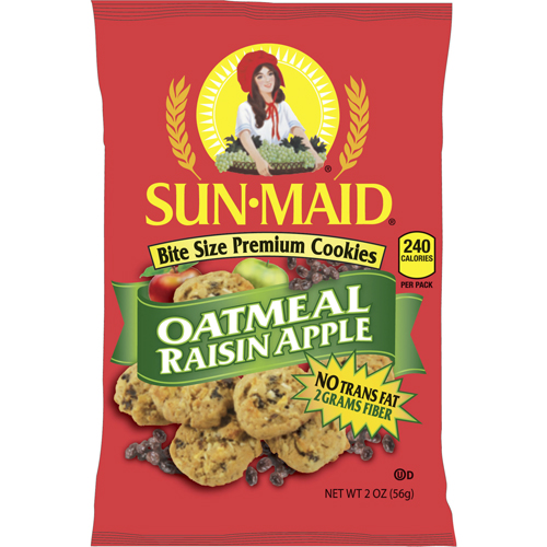 Sun-Maid, Oatmeal Raisin Apple Bite Size Premium Cookies, 2 Oz, 60 Ct