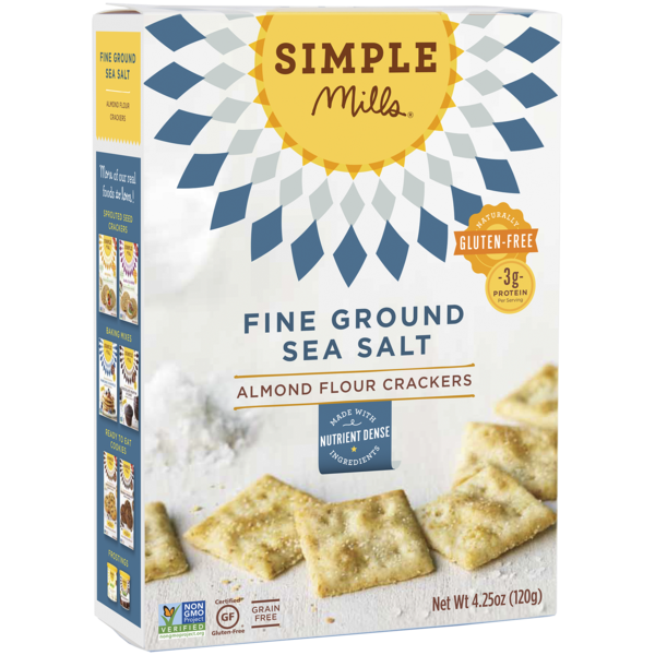 Simple Mills Fine Ground Sea Salt Almond Flour Crackers, 4.25 Oz, (Pack of 6)