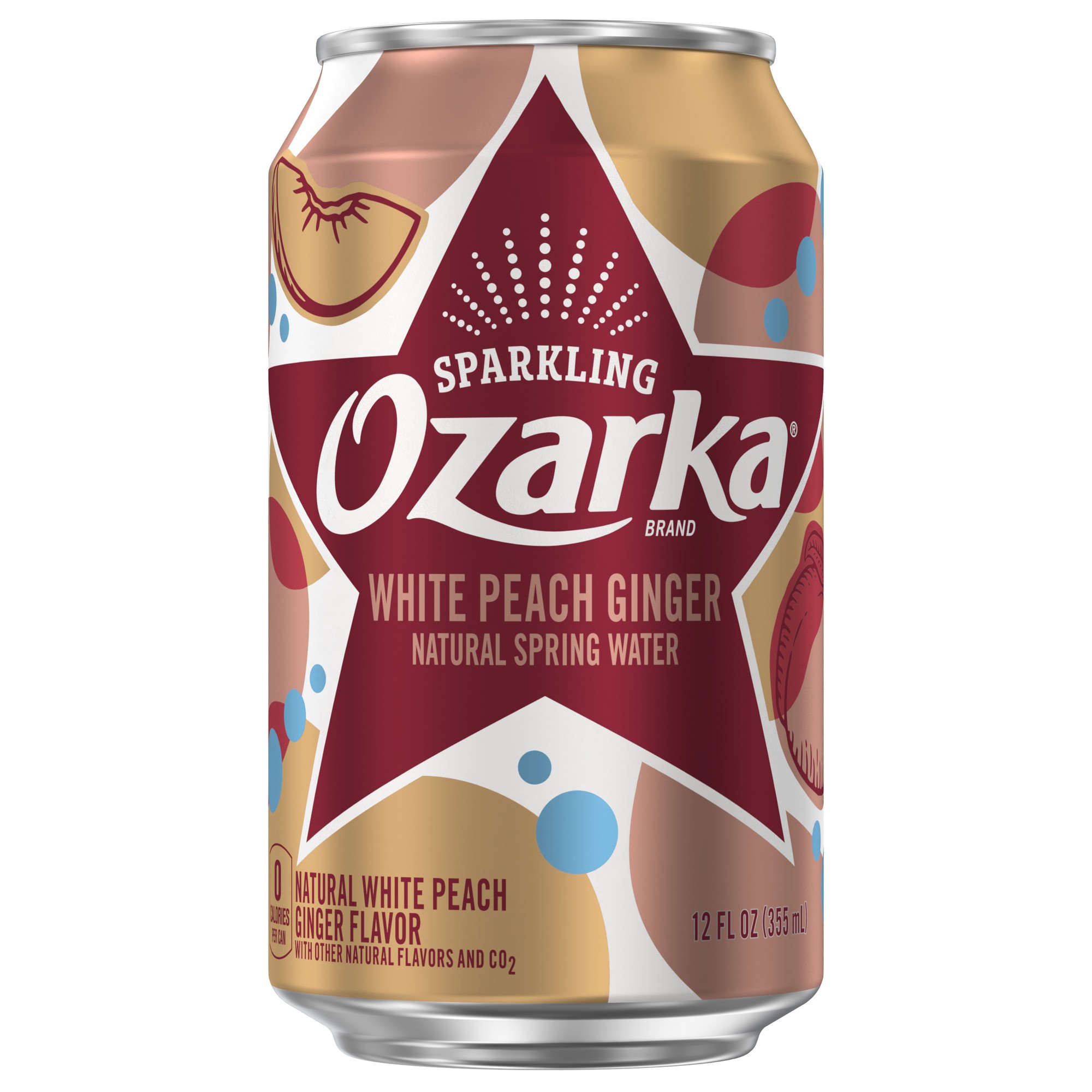 Ozarka Sparkling Water, White Peach Ginger, 12 Oz. Can