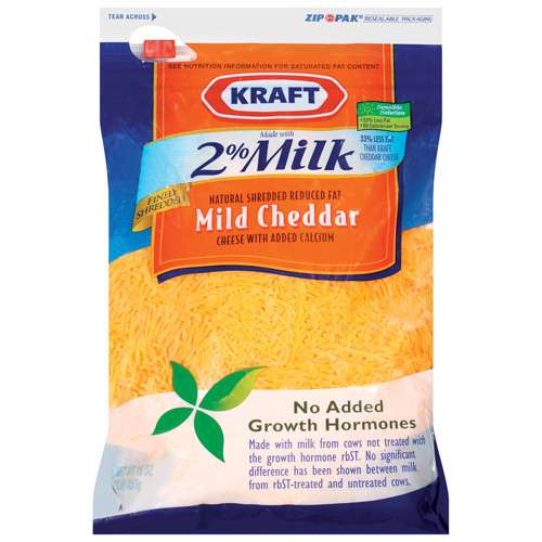Kraft Natural Shredded Cheese: Cheddar Mild Made W/2% Milk Finely Shredded Cheese, 16 Oz.